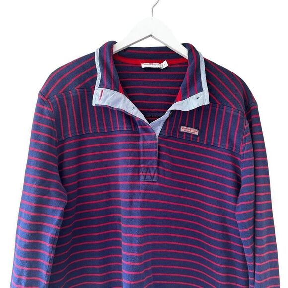 Vineyard Vines Women's Navy and Red Striped Long Sleeve Tee - Picture 6 of 13